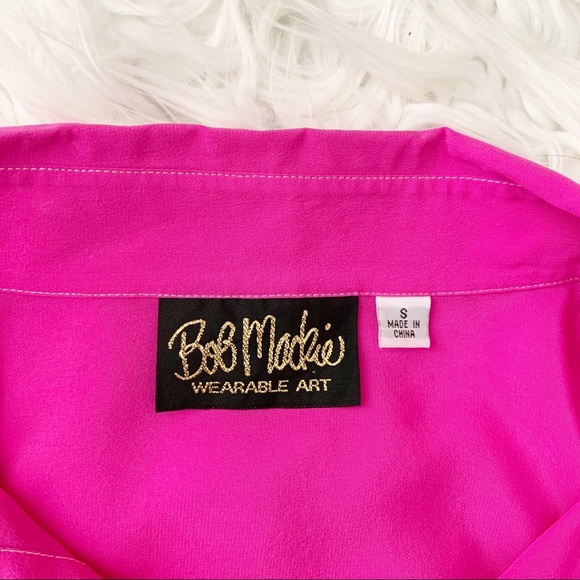 BOB MACKIE Wearable Art 100% Silk Blouse S - Picture 6 of 8